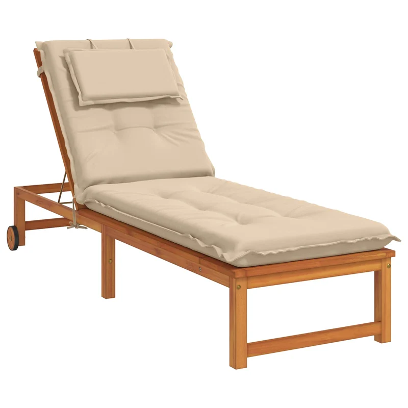 Sunlounger Cushion GEMERT 100% Polyester Cream 190 x 60 x 9 cm
