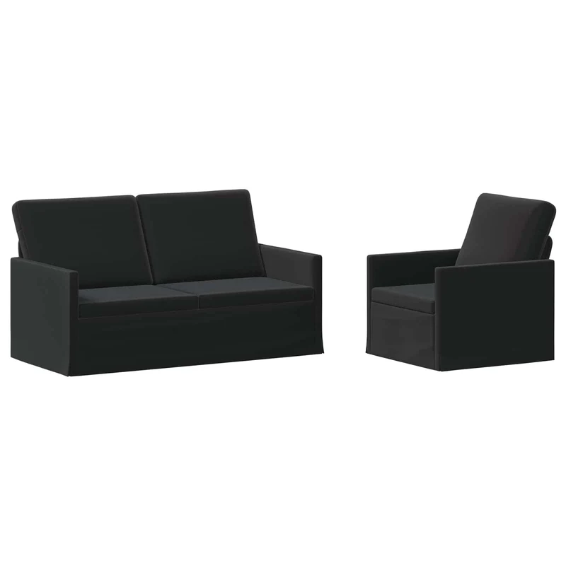 Sofa Set 2 pcs Black Velvet