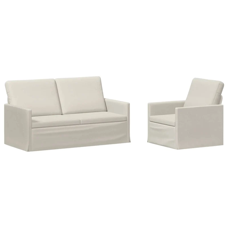 Sofa Set 2 pcs Cream Velvet