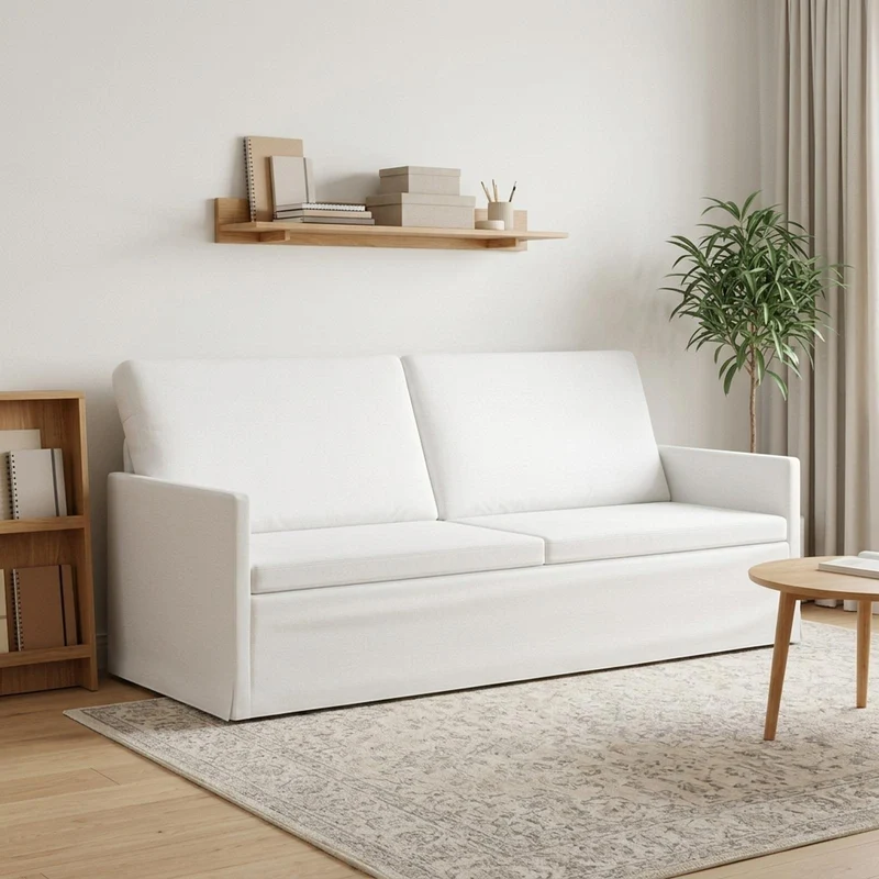 3 Seater Sofa White 190 x 81 x 82 cm Fabric