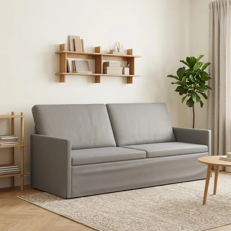 3 Seater Sofa Light Grey 190 x 81 x 82 cm Velvet