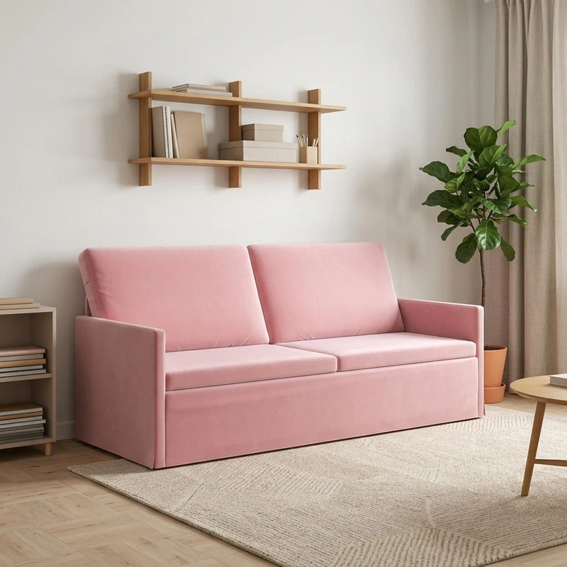 3 Seater Sofa Pink 190 x 81 x 82 cm Velvet
