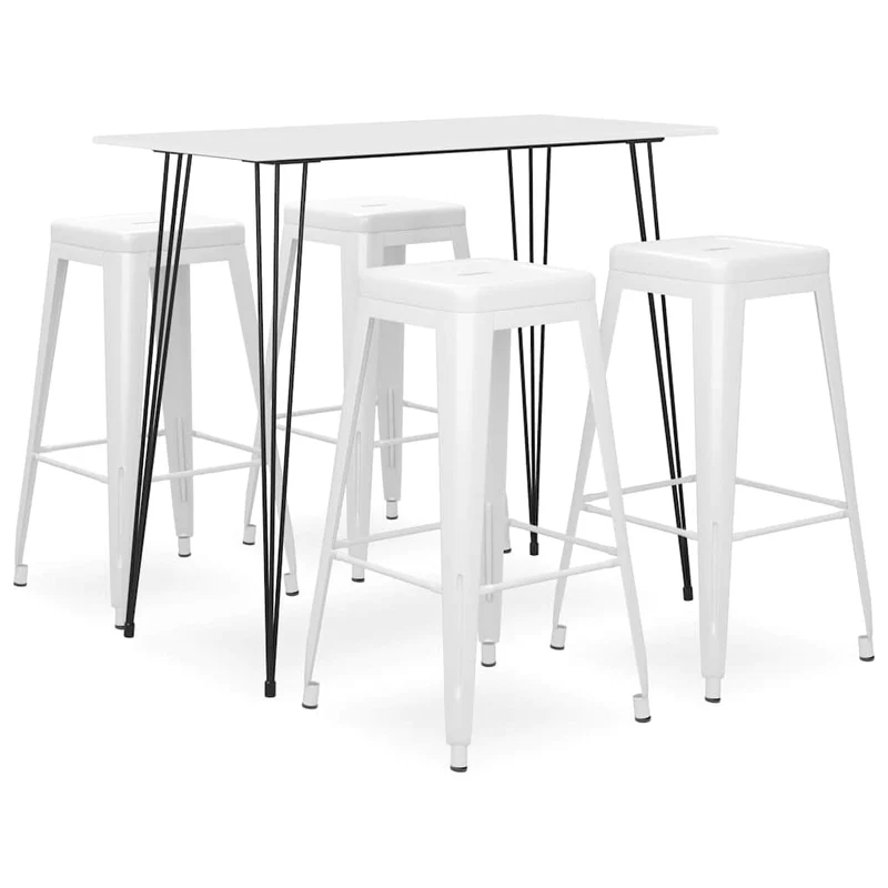 5 Piece Bar Set White