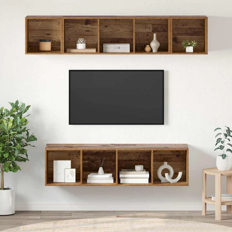 TV Cabinet Set 4 pcs Old Wood Engineered Wood