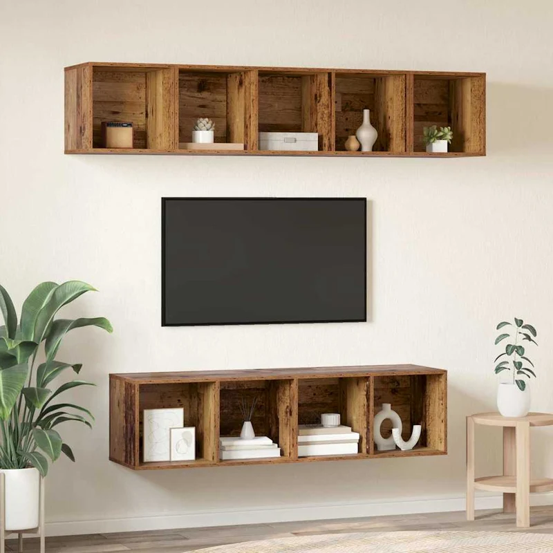 TV Cabinet Set 4 pcs Old Wood Engineered Wood