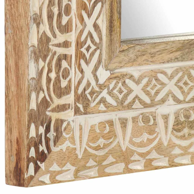 321644 vidaXL Hand-Carved Mirror 50x50x2,6 cm Solid Mango Wood