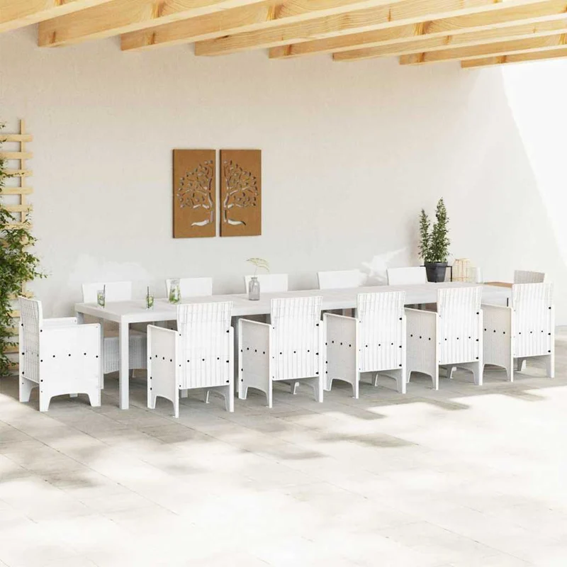 Garden Table White 400 x 100 x 73 cm Poly Rattan