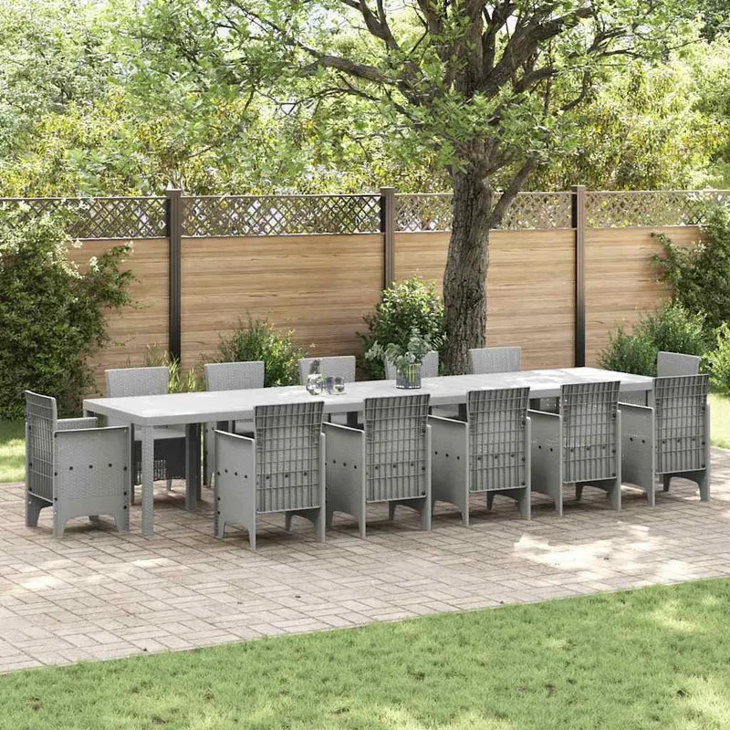 Garden Table Light Grey 400 x 100 x 73 cm Poly Rattan