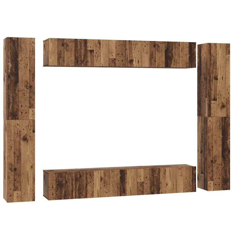TV Cabinet Set 10 pcs Old Wood Engineered Wood