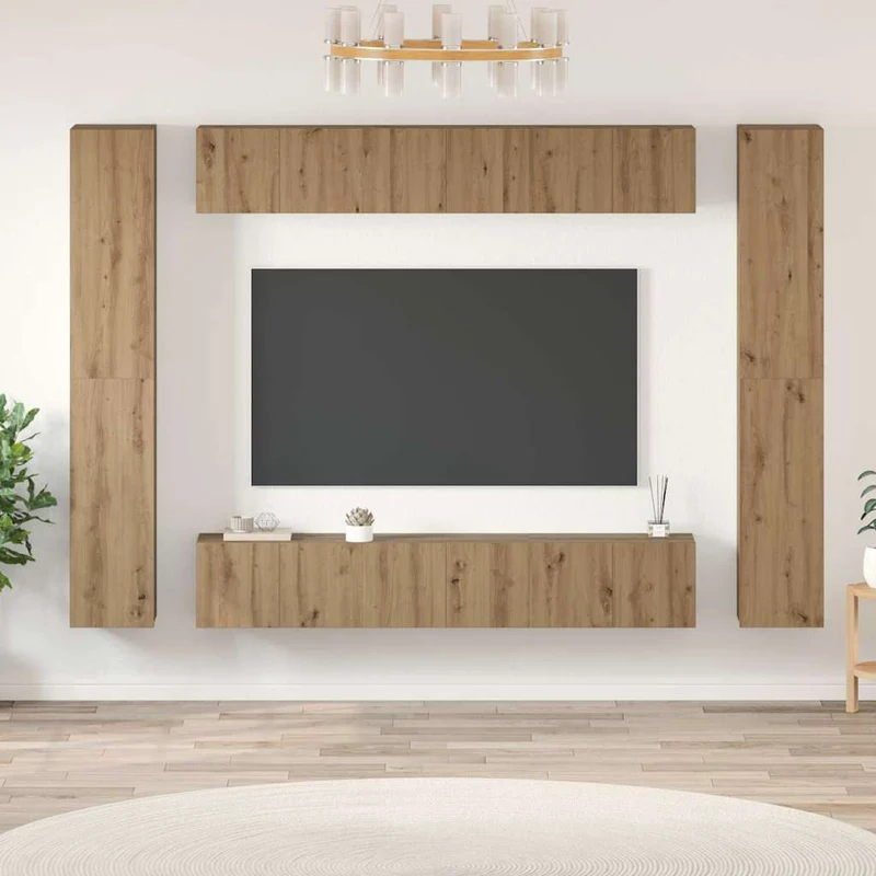 TV Cabinet Set 10 pcs Artisan Oak Engineered Wood
