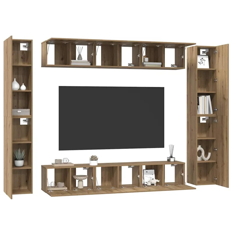 TV Cabinet Set 10 pcs Artisan Oak Engineered Wood