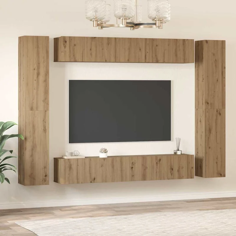 TV Cabinet Set 10 pcs Artisan Oak Engineered Wood