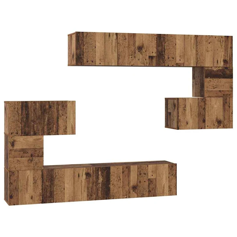 TV Cabinet Set 8 pcs Old Wood Engineered Wood