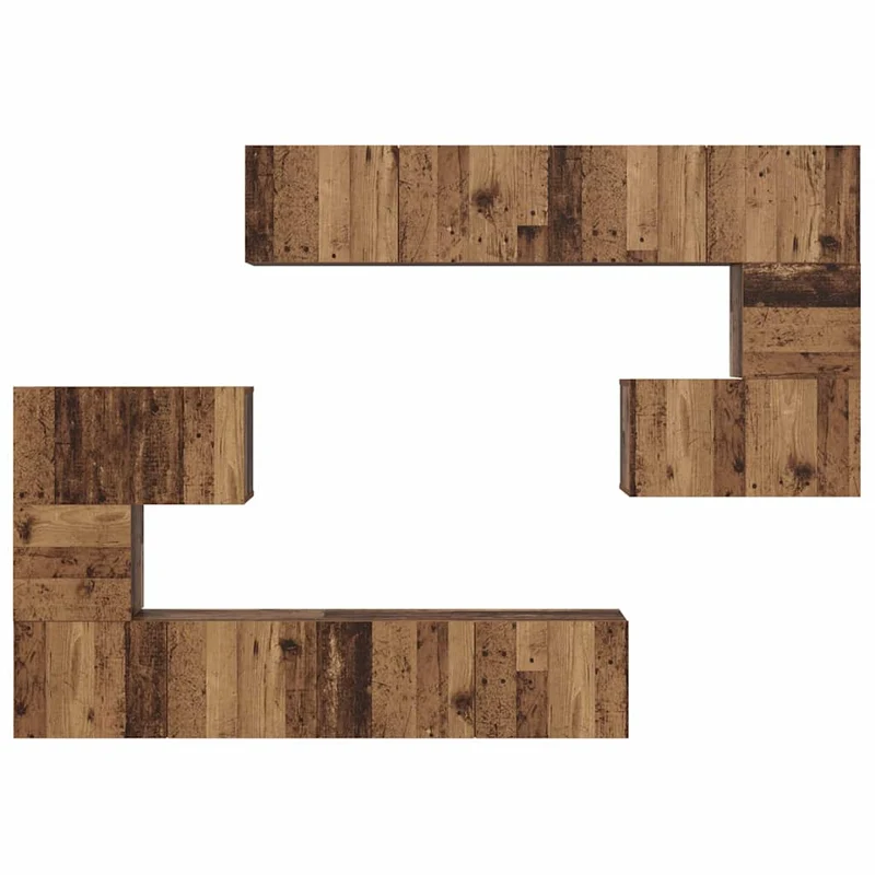 TV Cabinet Set 8 pcs Old Wood Engineered Wood
