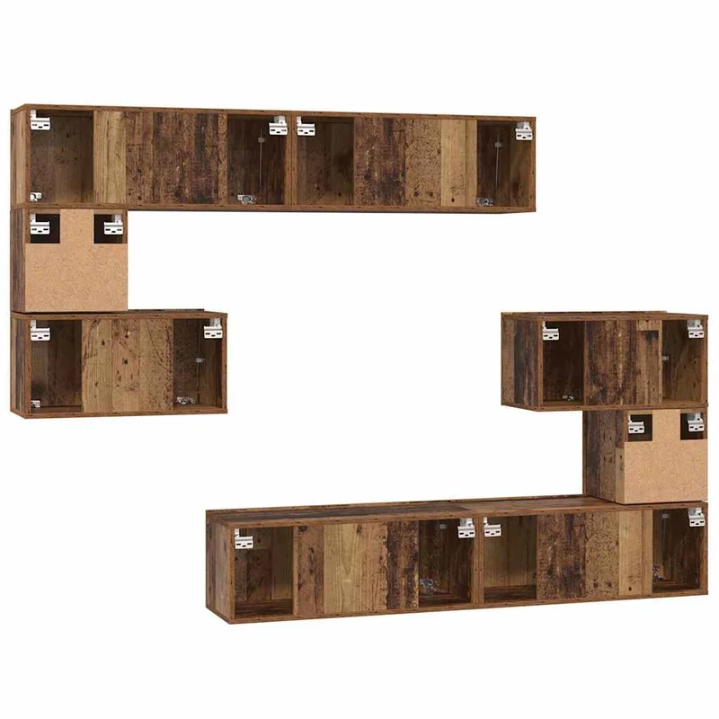 TV Cabinet Set 8 pcs Old Wood Engineered Wood