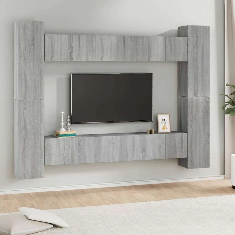 10 Piece TV Cabinet Set Grey Sonoma Engineered Wood