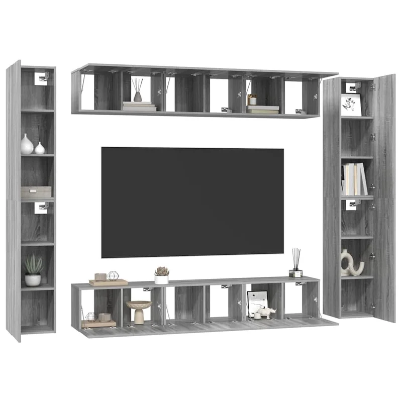 10 Piece TV Cabinet Set Grey Sonoma Engineered Wood