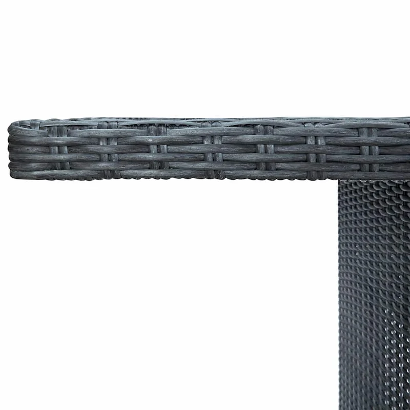 313309 vidaXL Garden Table Dark Grey Poly Rattan and Tempered Glass