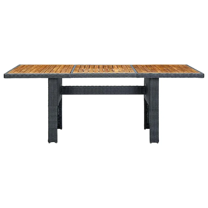 313310 vidaXL Garden Table Dark Grey Poly Rattan and Solid Acacia Wood