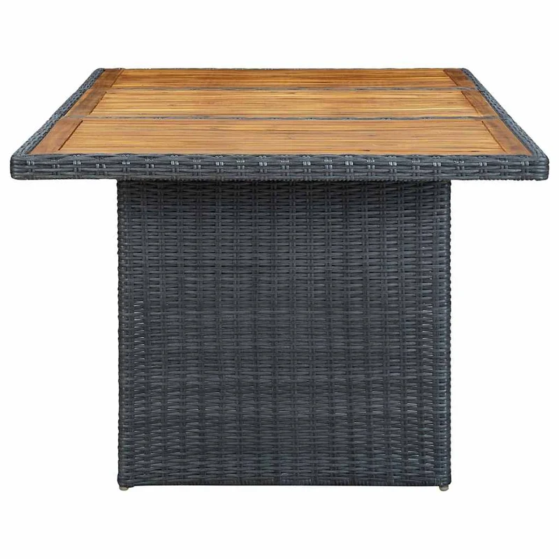 313310 vidaXL Garden Table Dark Grey Poly Rattan and Solid Acacia Wood