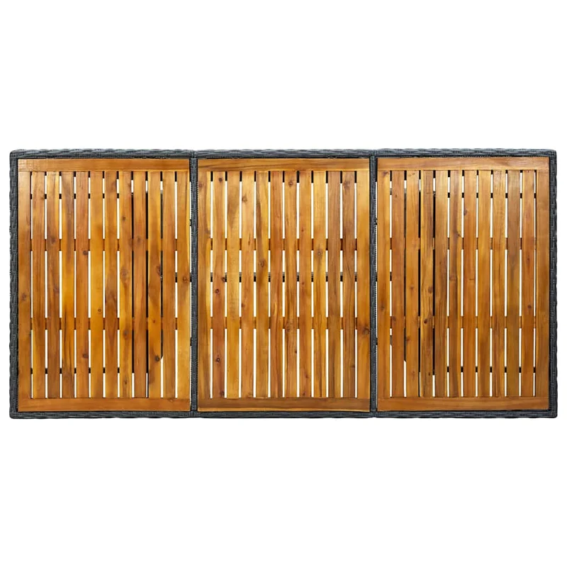 313310 vidaXL Garden Table Dark Grey Poly Rattan and Solid Acacia Wood