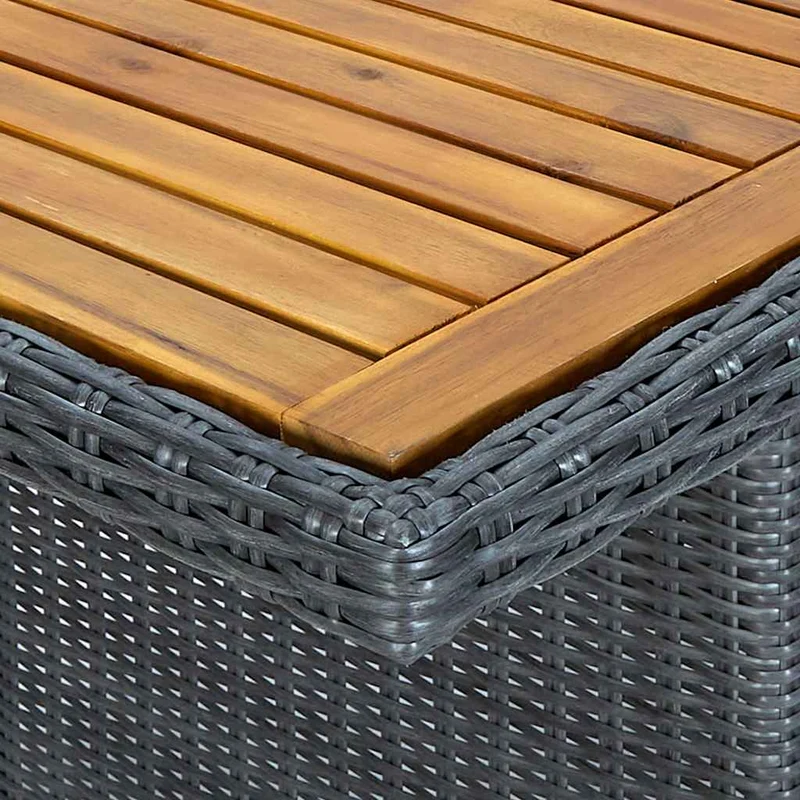 313310 vidaXL Garden Table Dark Grey Poly Rattan and Solid Acacia Wood