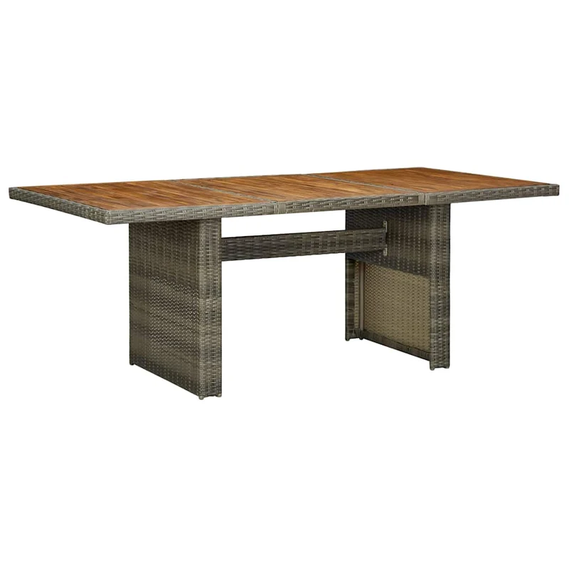 313314 vidaXL Garden Table Brown Poly Rattan and Solid Acacia Wood
