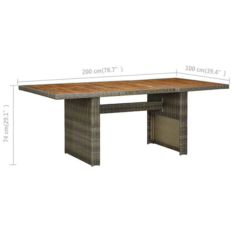 313314 vidaXL Garden Table Brown Poly Rattan and Solid Acacia Wood