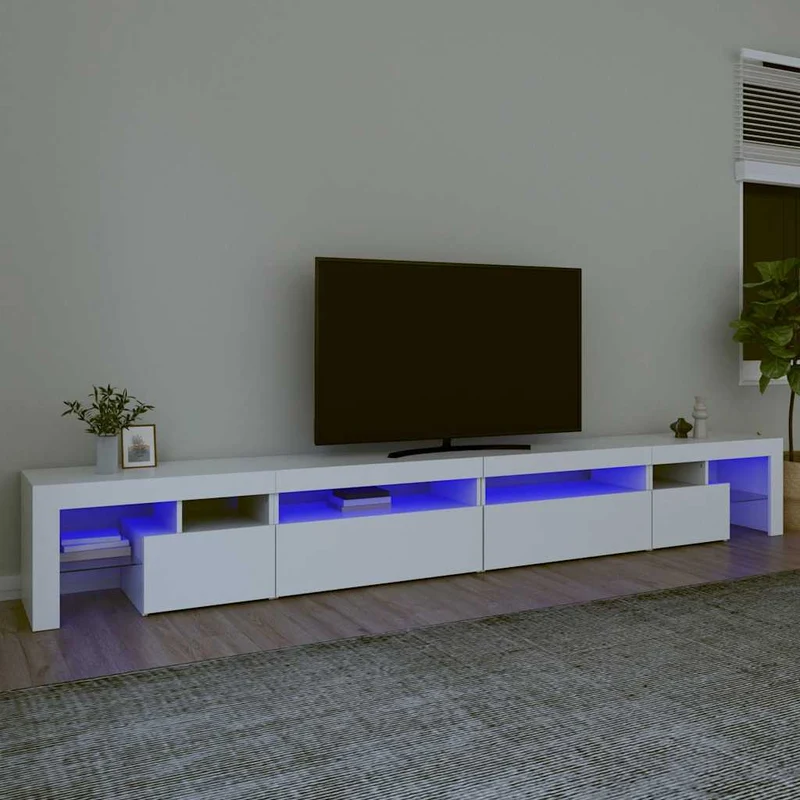 TV Cabinet with LED Lights White 290x36,5x40 cm