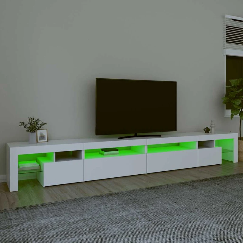TV Cabinet with LED Lights White 290x36,5x40 cm