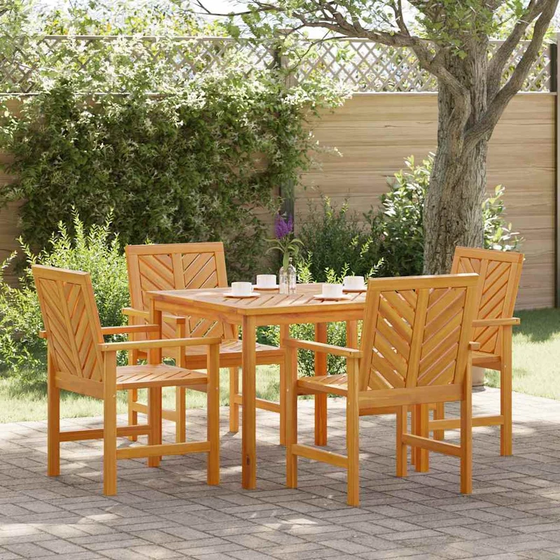 Garden Dining Set 5 pcs Brown 90 x 90 x 74 cm Solid Acacia Wood