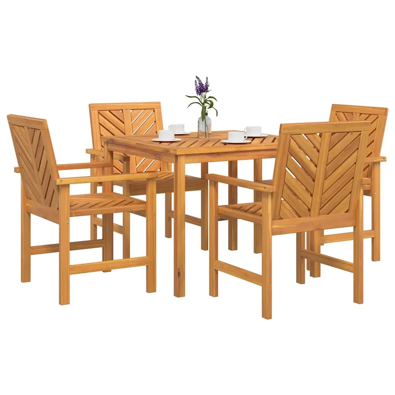Garden Dining Set 5 pcs Brown 90 x 90 x 74 cm Solid Acacia Wood