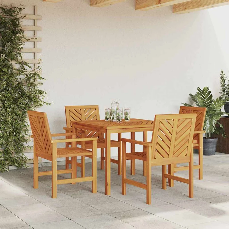 Garden Dining Set 5 pcs Brown 90 x 90 x 74 cm Solid Acacia Wood