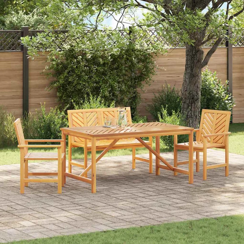 Garden Dining Set 4 pcs Brown Solid Acacia Wood