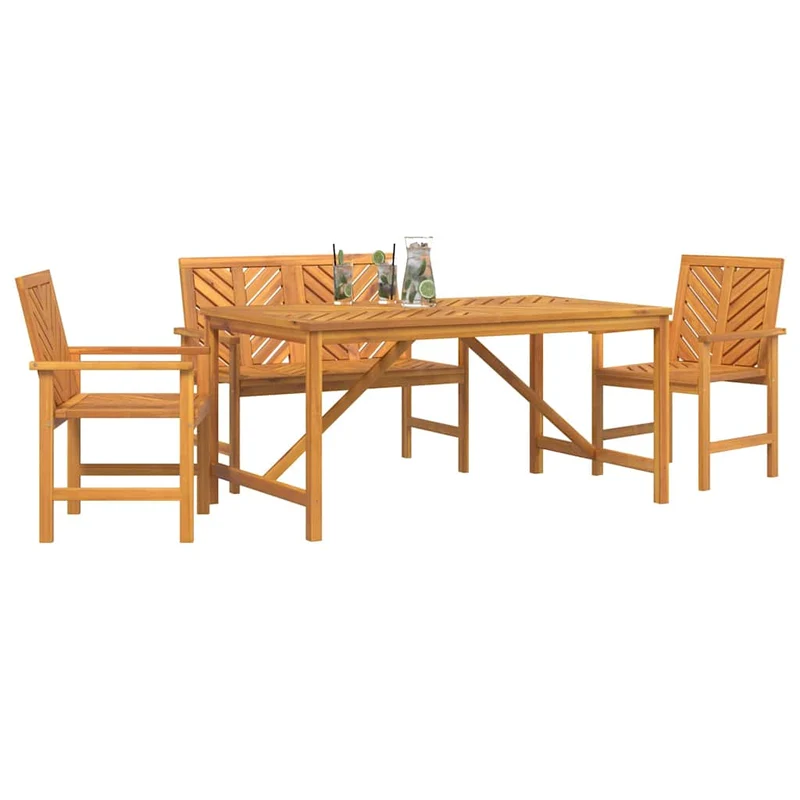 Garden Dining Set 4 pcs Brown Solid Acacia Wood