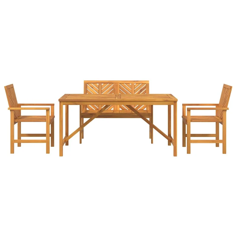 Garden Dining Set 4 pcs Brown Solid Acacia Wood