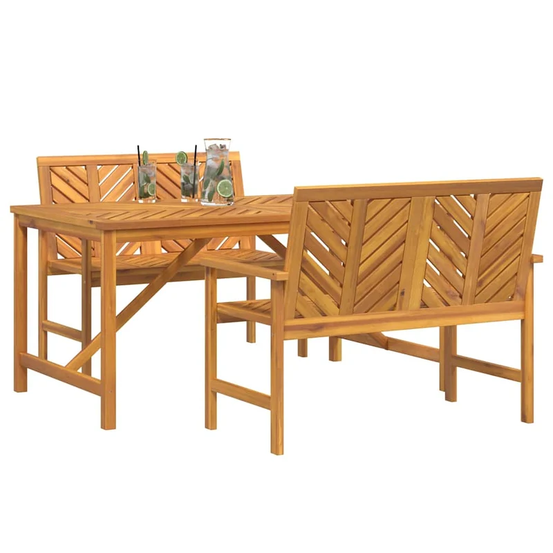 Garden Dining Set 3 pcs Brown 150 x 90 x 74 cm