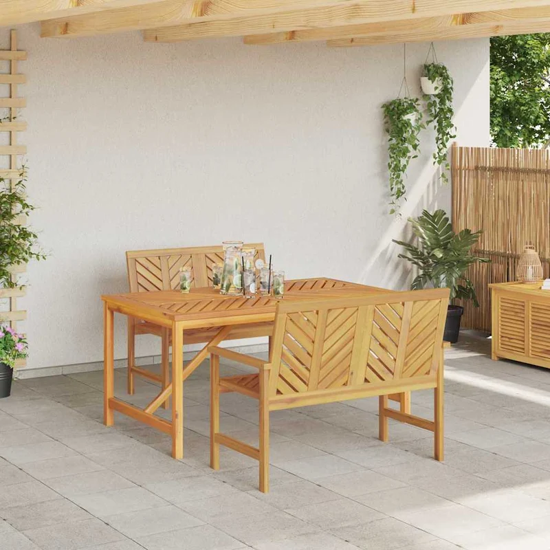 Garden Dining Set 3 pcs Brown 150 x 90 x 74 cm