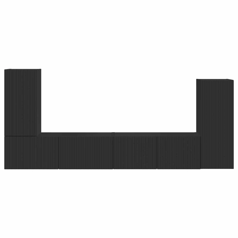 TV Cabinet Set 4 pcs Black Engineered Wood