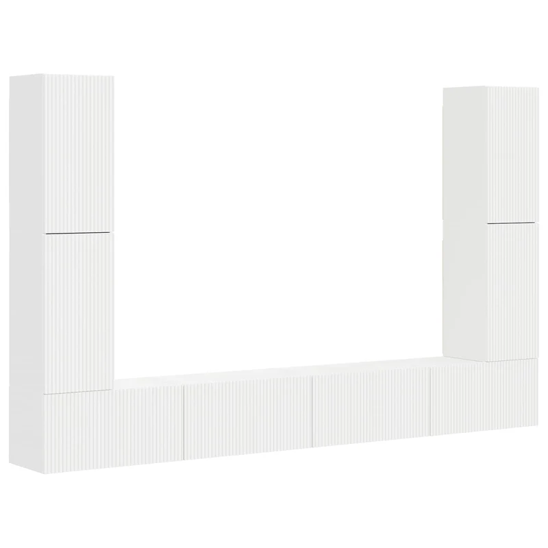 TV Cabinet Set 8 pcs White Engineered Wood