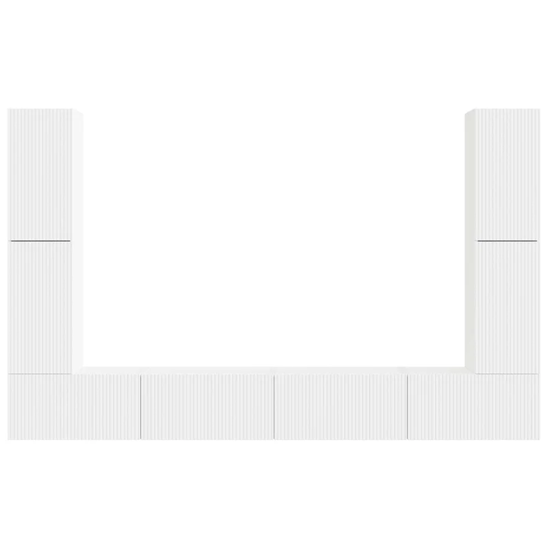 TV Cabinet Set 8 pcs White Engineered Wood