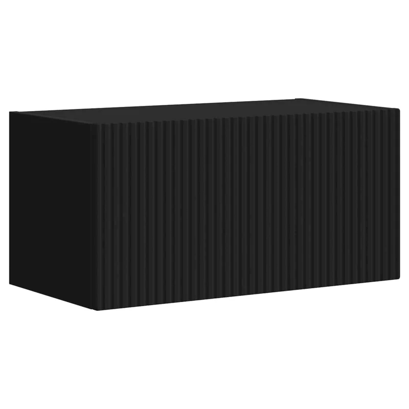 TV Cabinet Set 8 pcs Black Engineered Wood