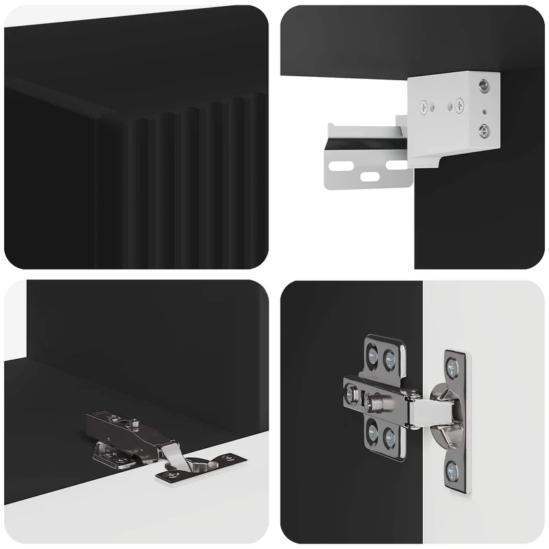 TV Cabinet Set 8 pcs Black Engineered Wood