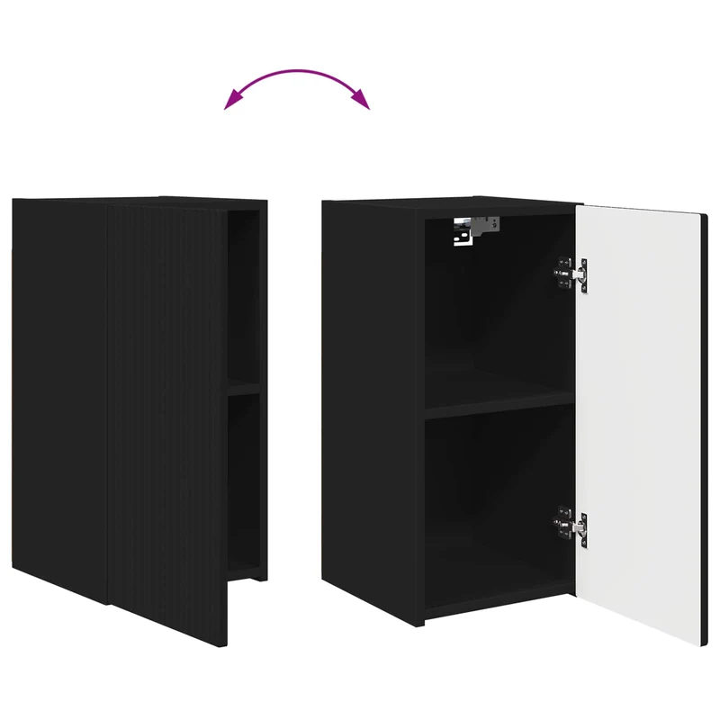 TV Cabinet Set 8 pcs Black Engineered Wood