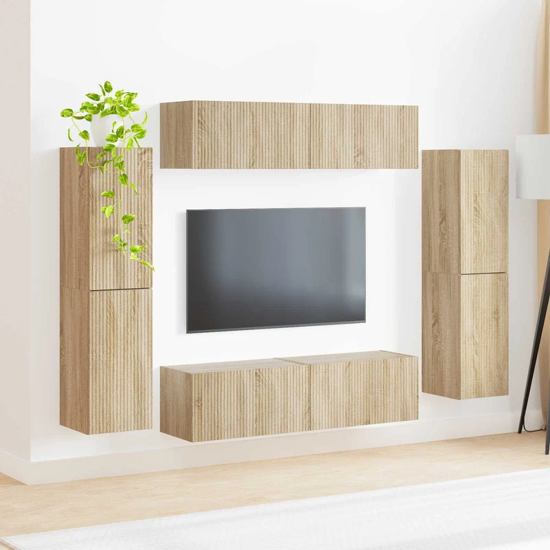 TV Cabinet Set 8 pcs Sonoma Oak Engineered Wood