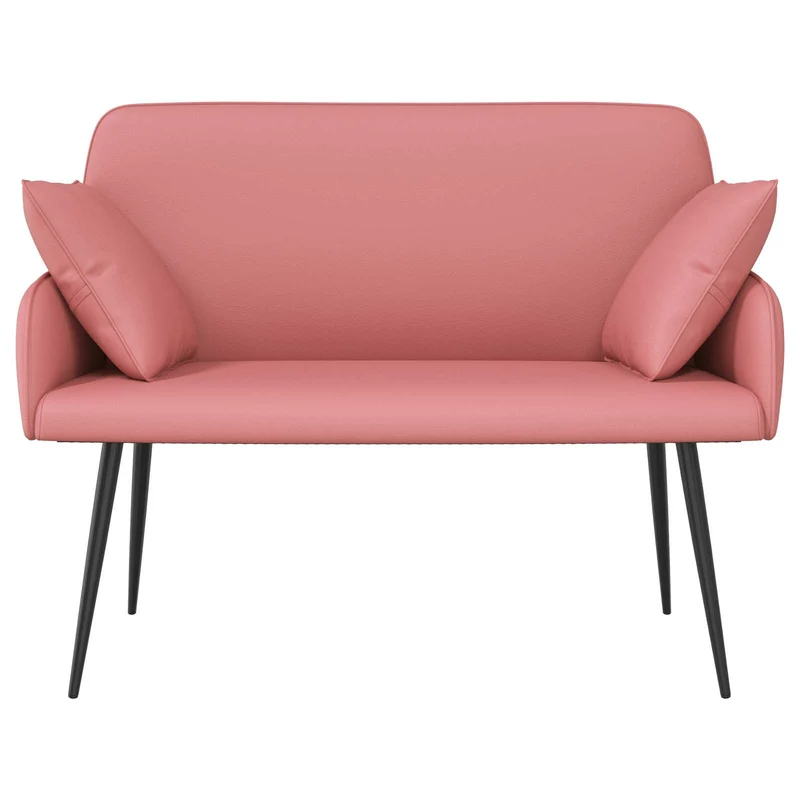 2 Seater Sofa with Metal Legs 2-Seater Pink Faux Leather