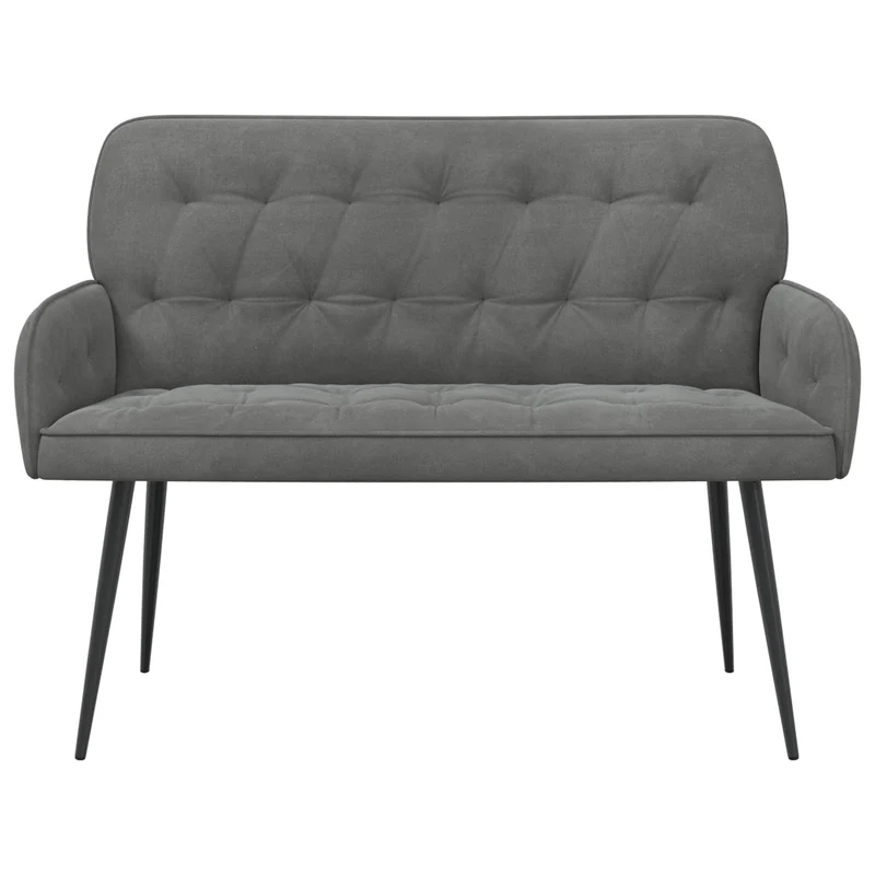 2 Seater Sofa with Metal Legs 2-Seater Dark Grey Velvet