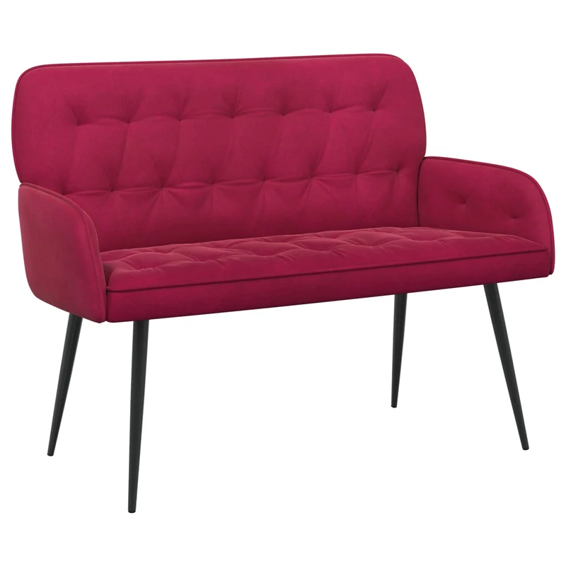 2 Seater Sofa with Metal Legs 2-Seater Wine Red Velvet