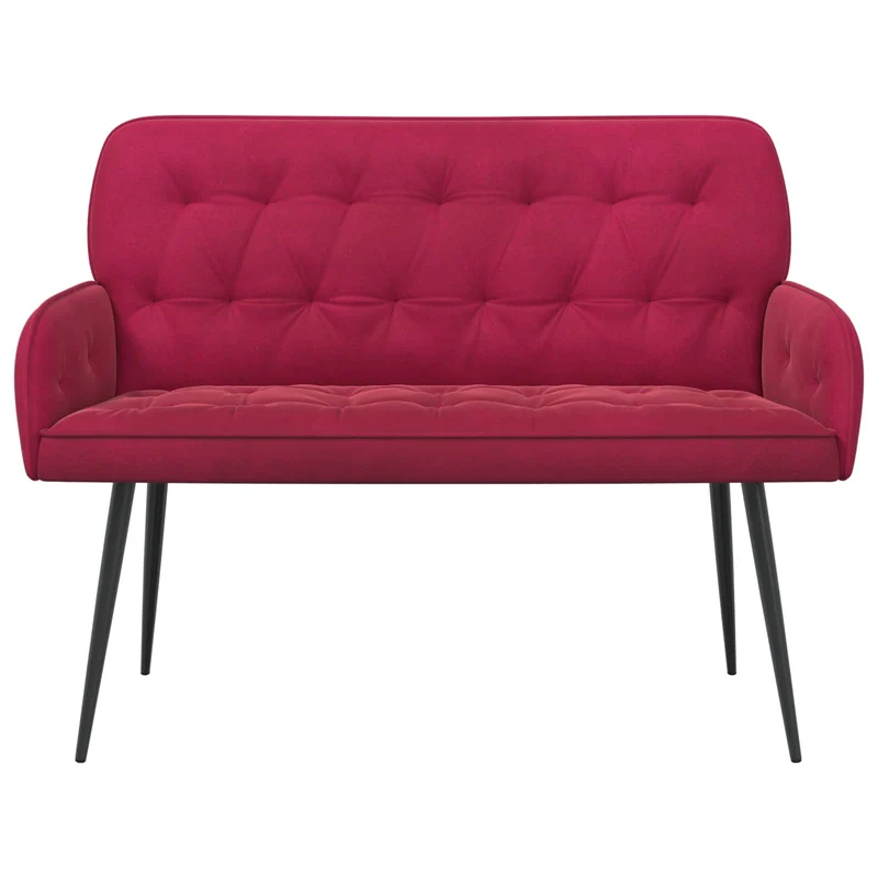 2 Seater Sofa with Metal Legs 2-Seater Wine Red Velvet