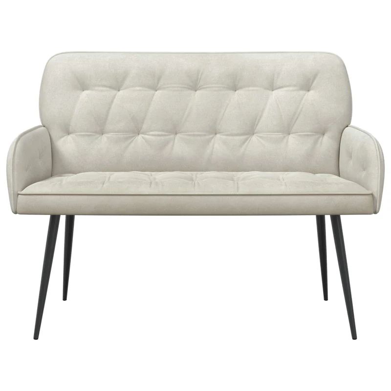 2 Seater Sofa with Metal Legs 2-Seater Cream Velvet